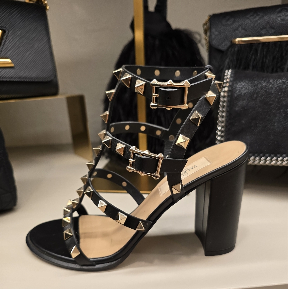 Valentino Rockstud Ankle Strap Sandal 90 Mm Black Size 36